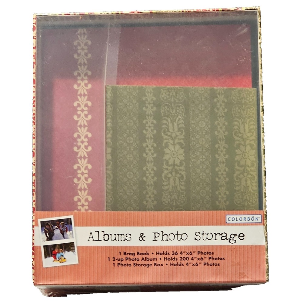 NEW Colorbok 3pc Photo Storage Set Brag Book 2-Up Photo Album Keepsake Photo Box